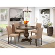 Pemberly Row 5-Piece Dining Set in Jacobean Brown with Linen Chairs
