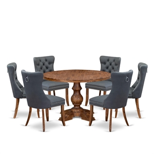 Pemberly Row 7-Piece Dining Table Set with Platinum Gray Chairs