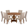 Pemberly Row 7-Piece Mid-Century Dining Set in Antique Walnut