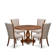 Pemberly Row 5-Piece Round Dining Table Set in Walnut Finish