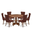 Pemberly Row 7-Piece Dining Table Set with Faux Leather Chairs in Walnut