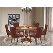 Pemberly Row 7-Piece Dining Table Set with Faux Leather Chairs in Walnut