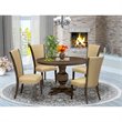 Pemberly Row 7-Piece Wooden Dining Set in Distressed Jacobean Finish