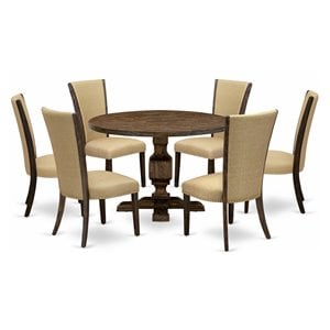 Pemberly Row 7-Piece Wooden Dining Set in Distressed Jacobean Finish