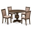 Pemberly Row 5-Piece Dining Set in Distressed Jacobean with Linen Chairs