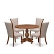 Pemberly Row 5-Piece Round Dining Set with Wood in Walnut Finish