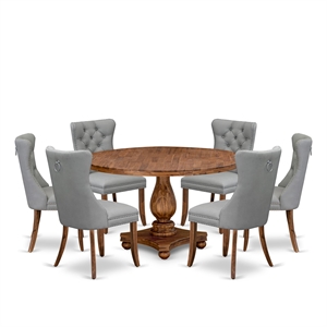Pemberly Row 7-Piece Rubberwood Dining Set in Walnut Finish with Chairs