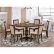 Pemberly Row 7-Piece Distressed Acacia Dining Set Rubberwood Gray Linen