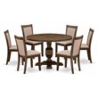 Pemberly Row 7-Piece Distressed Acacia Dining Set Rubberwood Gray Linen