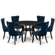 Pemberly Row 7-Piece Round Kitchen Set in Rubberwood Black Finish