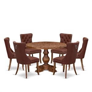 Pemberly Row 7-Piece Mid Century Dining Set in Walnut Finish
