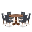 Pemberly Row 7-Piece Dining Table Set with Antique Walnut Finish