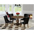 Pemberly Row 5-Piece Dining Set in Distressed Jacobean with Black Chairs