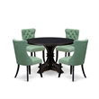 Pemberly Row 5-Piece Round Dining Set with Sand-Blasted Black Finish
