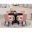 Pemberly Row 5-Piece Round Wood Dining Table Set in Black Finish