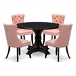 Pemberly Row 5-Piece Round Wood Dining Table Set in Black Finish