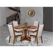 Pemberly Row 5-Piece Dining Table Set in Antique Walnut and Gray Linen