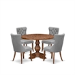 Pemberly Row 5-Piece Dining Set in Antique Walnut and Faux Leather