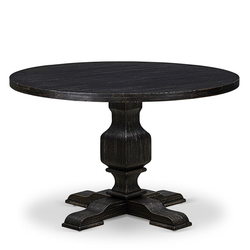 Pemberly Row Mid-Century Wood Dining Table in Sand Blasted Black