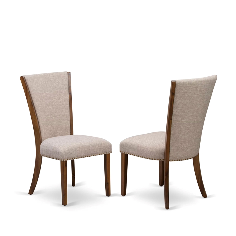 Pemberly Row 7-Piece Round Dining Set Acacia Wood Walnut Finish