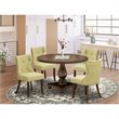 Pemberly Row 5-Piece Dining Set Rubberwood in Distressed Jacobean/Beige