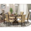 Pemberly Row 7-Piece Round Dining Set Rubberwood in Distressed Brown