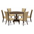 Pemberly Row 7-Piece Round Dining Set Rubberwood in Distressed Brown