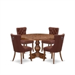 Pemberly Row 5-Piece Dining Set in Walnut Finish with Faux Leather Chairs