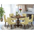 Pemberly Row 7-Piece Wood Dining Set in Beige and Distressed Jacobean