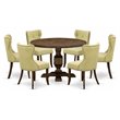 Pemberly Row 7-Piece Wood Dining Set in Beige and Distressed Jacobean