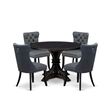 Pemberly Row 5-Piece Acacia Dining Set with Sand Blasted Black Table