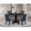 Pemberly Row 5-Piece Acacia Dining Set with Sand Blasted Black Table
