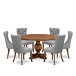 Pemberly Row 7-Piece Kitchen Set with Faux Leather Chairs in Walnut Finish