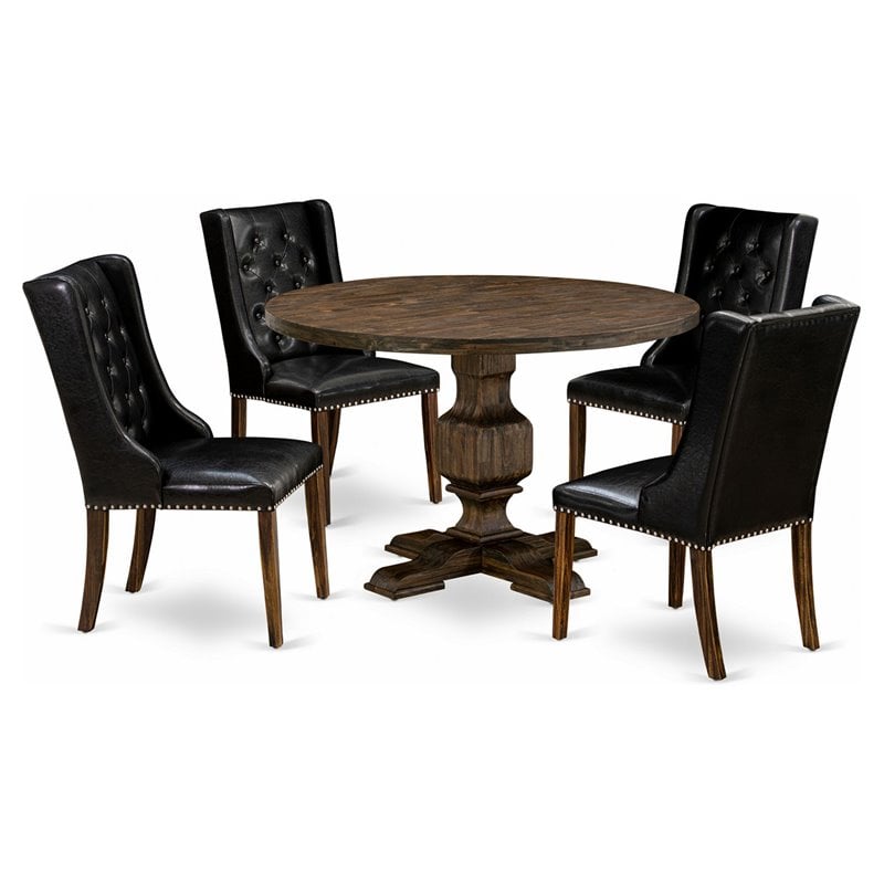 Pemberly Row 5-Piece Wood Dining Set in Black/Distressed Jacobean Finish