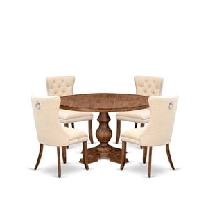Pemberly Row 5-Piece Dining Table Set in Antique Walnut Finish