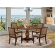 Pemberly Row 5-Piece Dining Set with Faux Leather Chairs in Walnut Finish