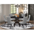 Pemberly Row 7-Piece Dining Set with Round Pedestal Table in Black Finish