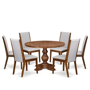 Pemberly Row 7-Piece Dining Table Set in Antique Wood Walnut Finish