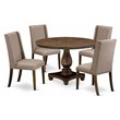 Pemberly Row 5-Piece Dining Set with Jacobean Wooden Table and Chairs