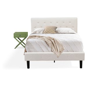 Pemberly Row 2-Piece Wooden Full Bedroom Set in White/Clover Green