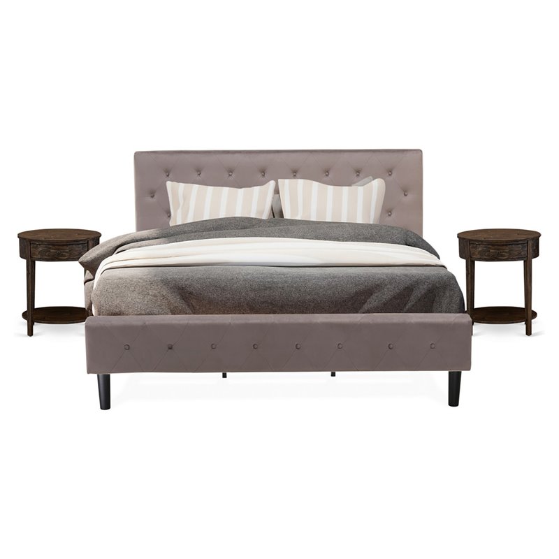 Pemberly Row 3-Piece Wood King Bedroom Set in Brown Taupe/Jacobean