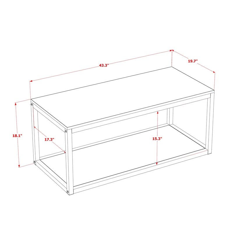 Pemberly Row Metal and Wood Coffee Table in Black Walnut Finish