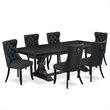 Pemberly Row 7-Piece Wood Dining Table Set with Black Finish and Leaf