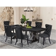 Pemberly Row 7-Piece Wood Dining Table Set with Black Finish and Leaf