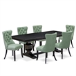 Pemberly Row 7-Piece Rectangular Dining Set Black Acacia Wood