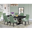 Pemberly Row 7-Piece Rectangular Dining Set Black Acacia Wood