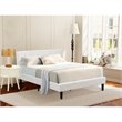 Pemberly Row Full Bed with Velvet Upholstered Headboard in White and Black