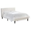 Pemberly Row Full Bed with Velvet Upholstered Headboard in White and Black