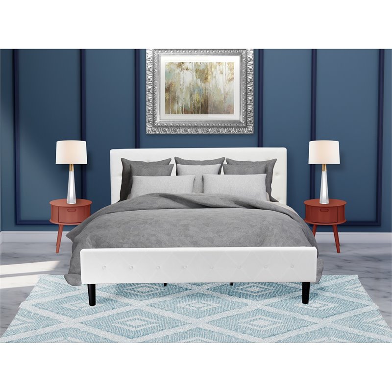 Pemberly Row 3-Piece Wood King Bedroom Set in White & Burgundy Finish