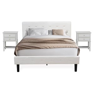 Pemberly Row 3-Piece Wood Queen Bedroom Set in White and Urban Gray
